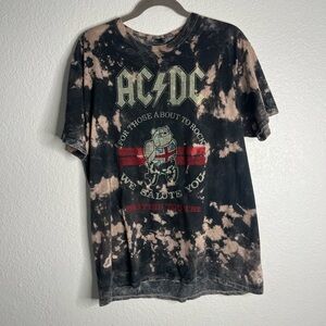 Men's AC/DC Bleach Dyed Graphic Band Tee Size Large